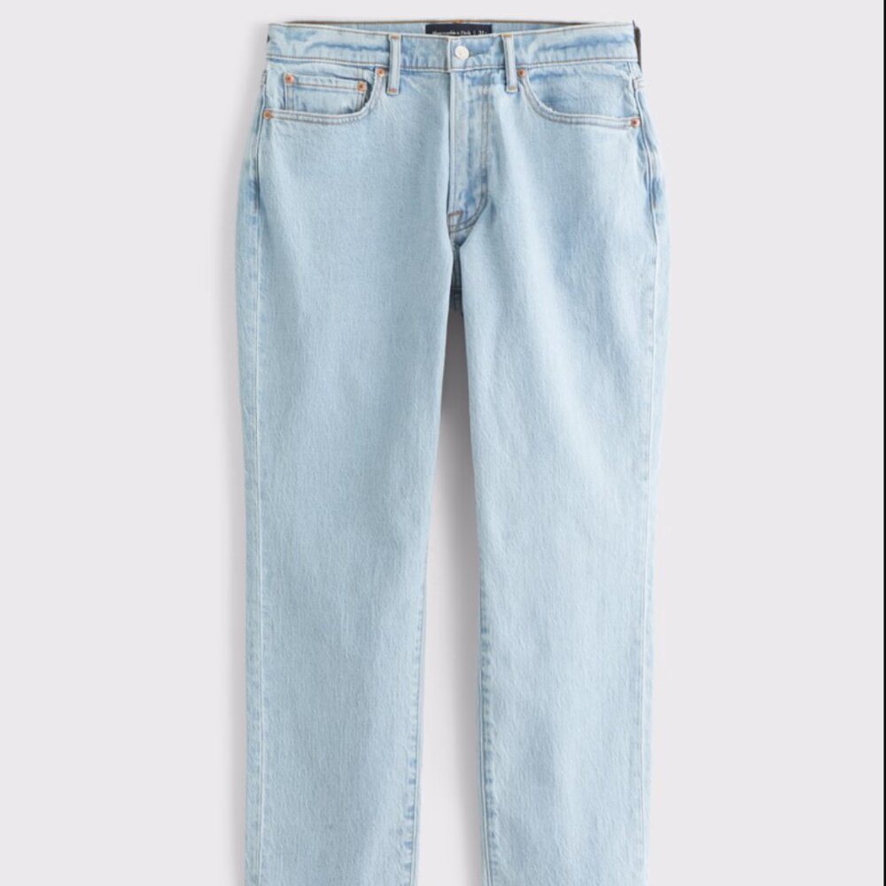 Abercrombie & Fitch Vintage Denim Athletic Straight Jeans, Light Wash, 31x30, UC